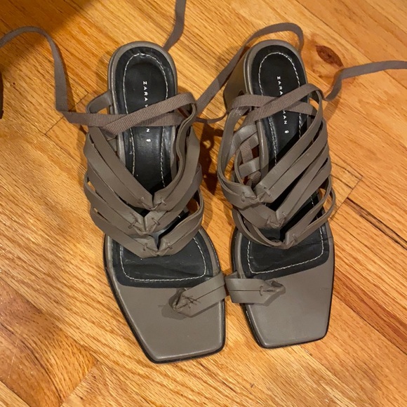 Zara Grey Lace Up Sandals